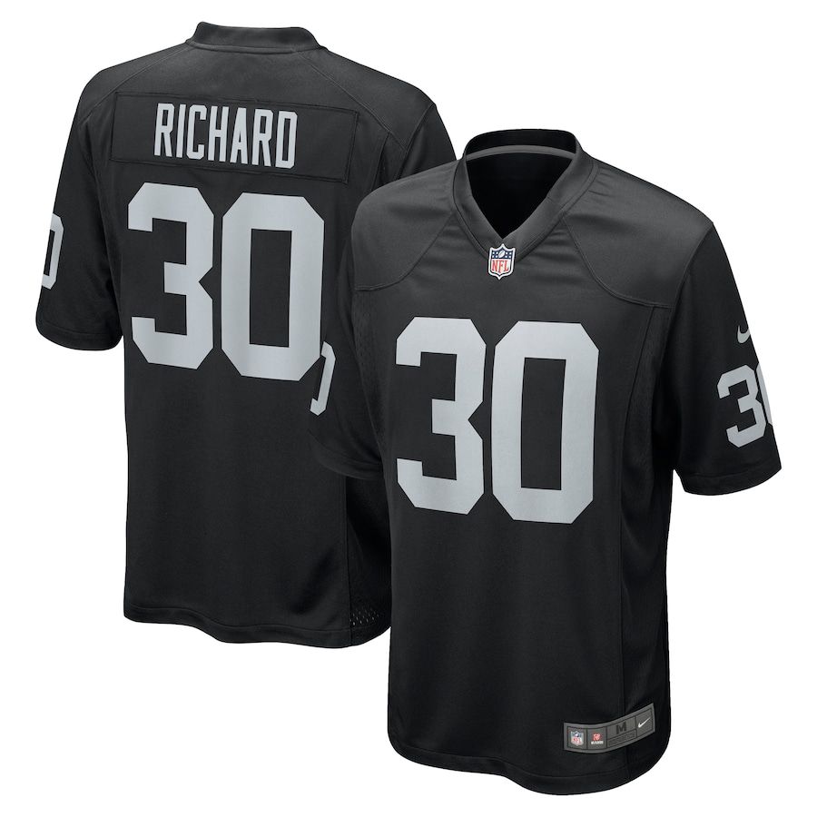 Men Oakland Raiders #30 Jalen Richard Nike Black Game NFL Jersey